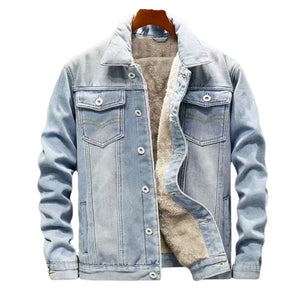 Velvet Thicken Denim Jacket , - Streetwear Jacket - Slick Street