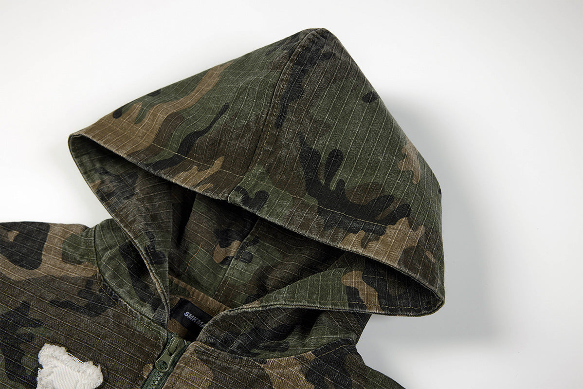 NY Washed Camo Zip Hoodie