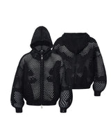 Webcore Open-Knit Zip Hoodie Black, XS - Streetwear Hoodie - Slick Street