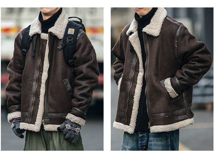 Motorcycle Suede Brown Fur Jacket , - Streetwear Jackets - Slick Street