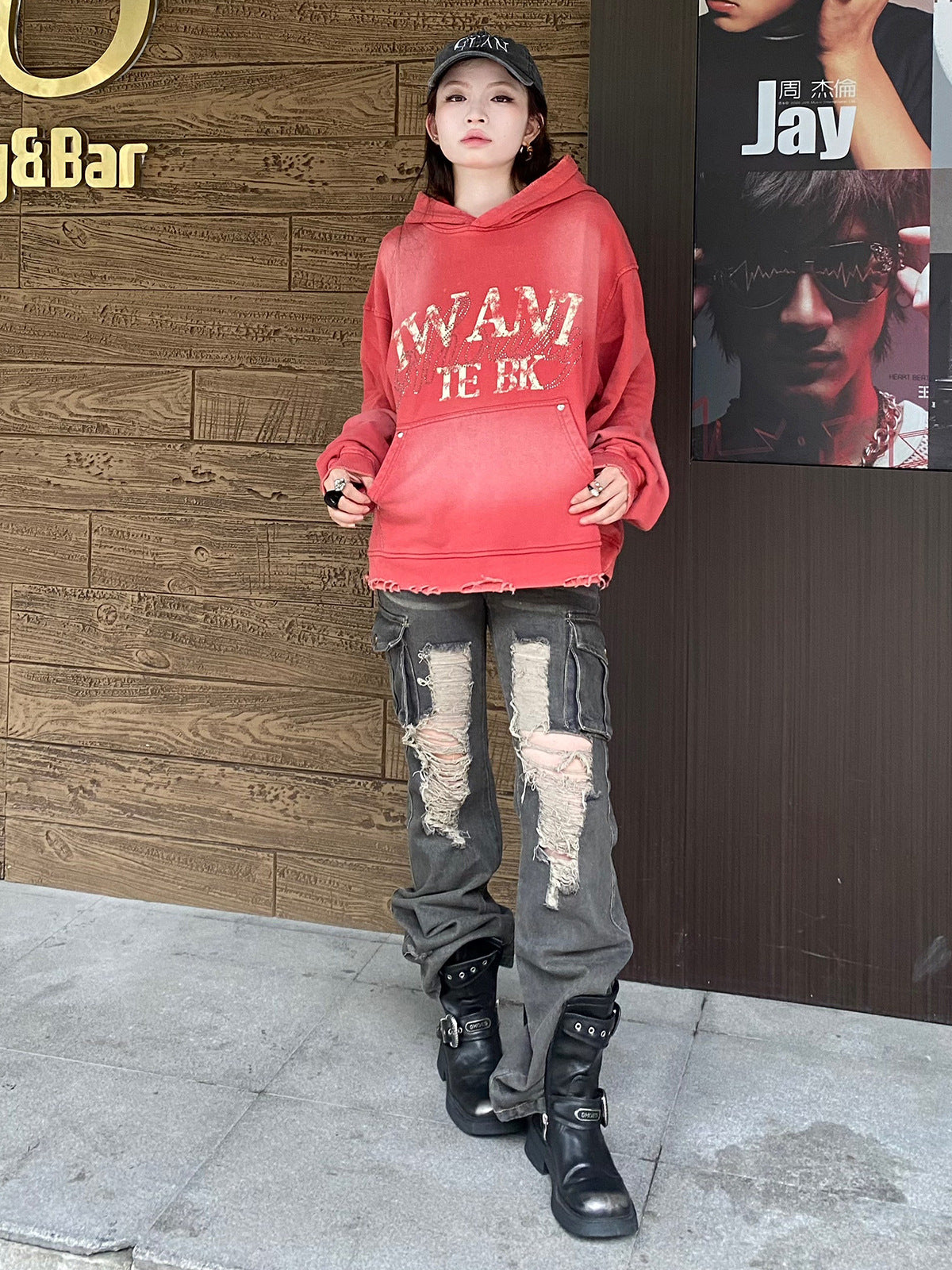 77 Distressed Washed Hoodie , - Streetwear Hoodie - Slick Street