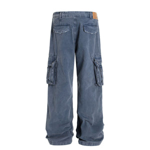 Retro Loose Fit MultiPocket Denim Cargo Jeans , - Streetwear - Slick Street