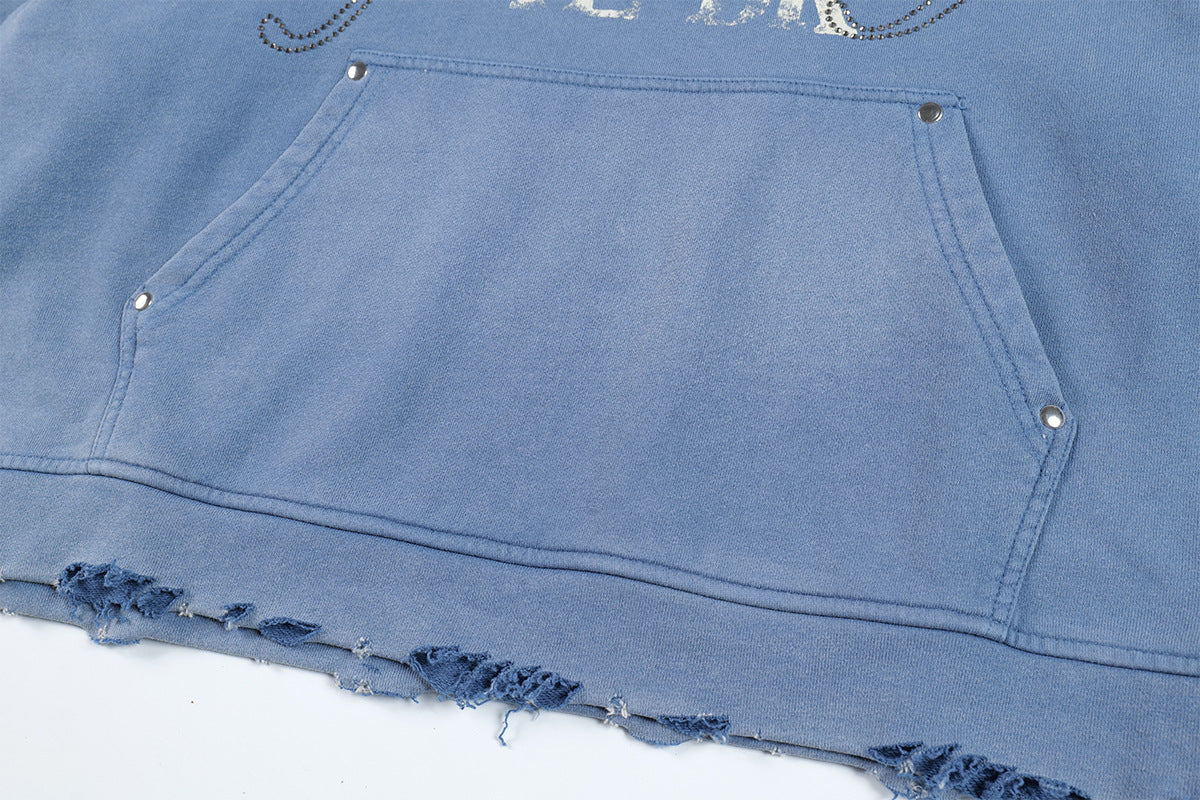 77 Distressed Washed Hoodie