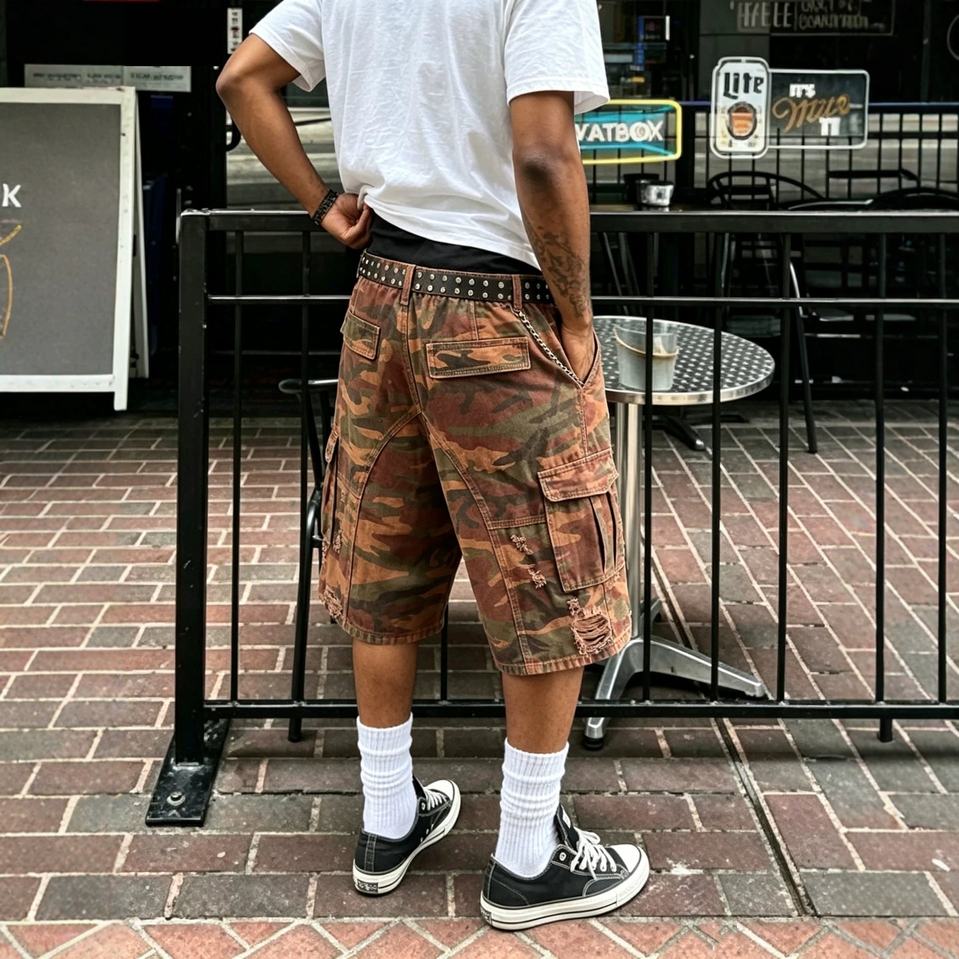 Recon Distressed Cargo Shorts , - Streetwear Shorts - Slick Street