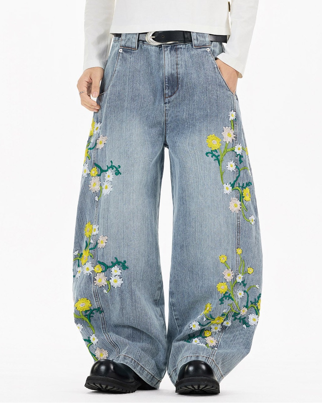 Meadowline Embroidered Jeans , - Streetwear Jeans - Slick Street