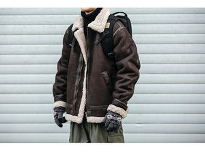 Motorcycle Suede Brown Fur Jacket , - Streetwear Jackets - Slick Street