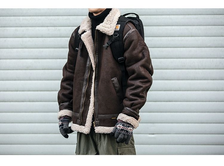 Motorcycle Suede Brown Fur Jacket , - Streetwear Jackets - Slick Street
