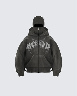 Corrupted Ski Mask Hooded Zip Hoodie , - Streetwear Hoodie - Slick Street