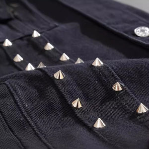 Edgy Studs Denim Vest , - Streetwear Vest - Slick Street