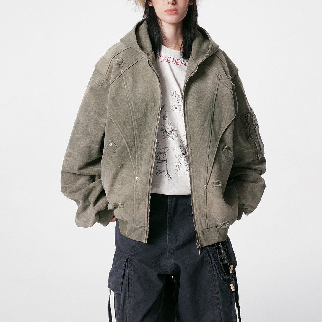 Heavy Washed Distressed Jacket , - Streetwear - Slick Street