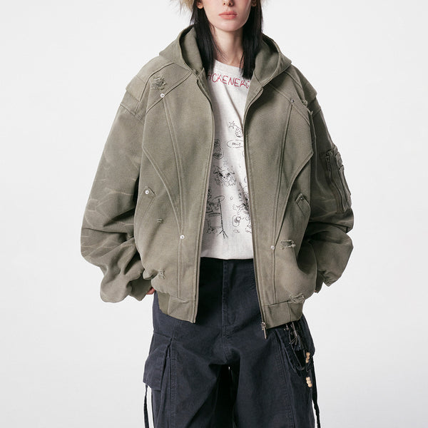 Heavy Washed Distressed Jacket , - Streetwear - Slick Street
