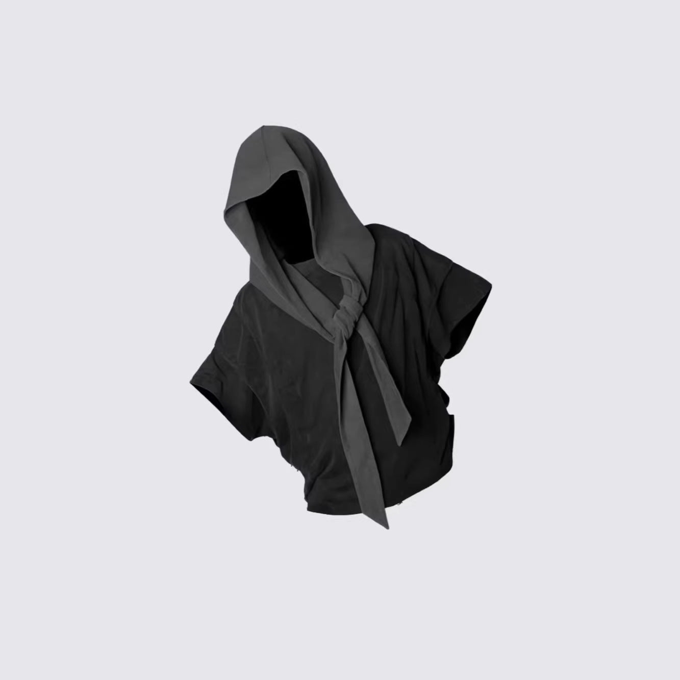 Two Piece Distressed Hooded T-Shirt , - Streetwear T-Shirt - Slick Street
