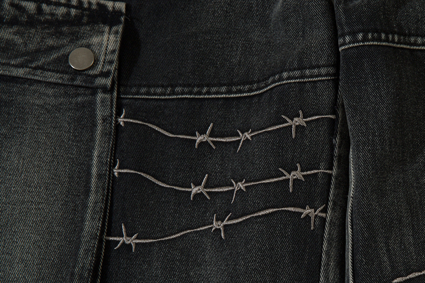 Barbed Baggy Embroidery Cargo Pants , - Streetwear - Slick Street