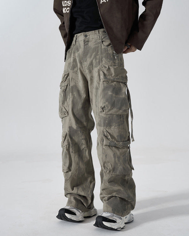 Ashfall Camo Cargo Trousers , - Streetwear Cargo Pants - Slick Street