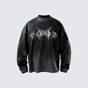 Corrupted Oversized Sweatshirt Black, XS - Streetwear Sweatshirts - Slick Street