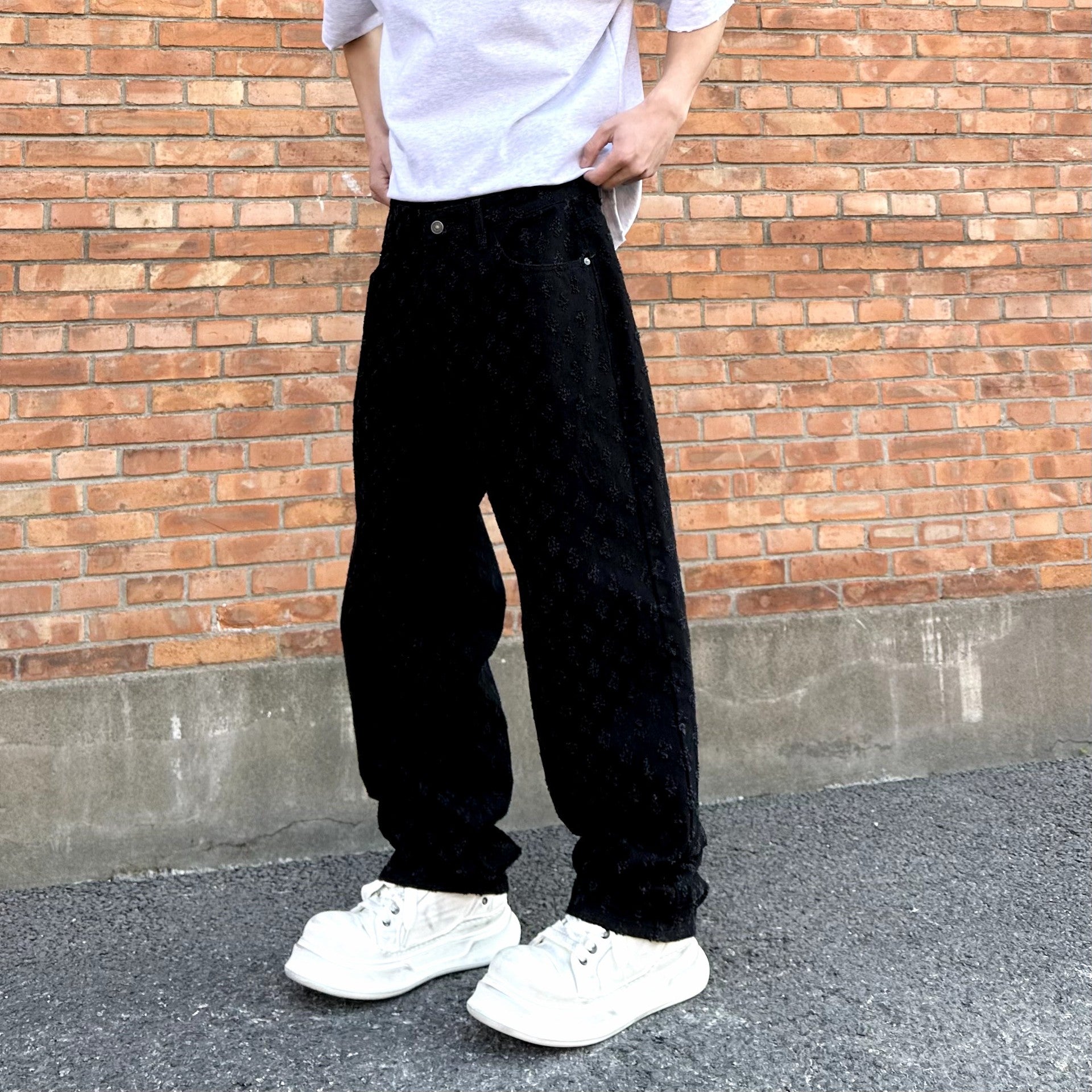 Frostflower Textured Jeans Jet Black, 28 - Streetwear Jeans - Slick Street