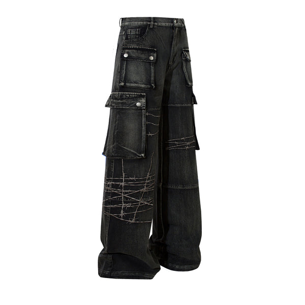 Recked Baggy Wide Leg Denim Jeans , - Streetwear - Slick Street