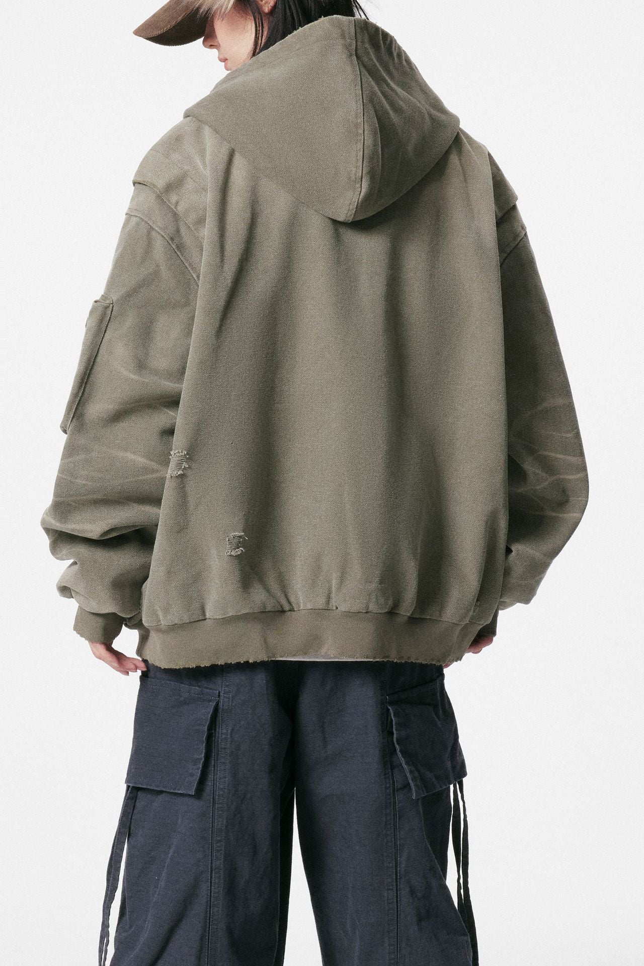 Heavy Washed Distressed Jacket , - Streetwear - Slick Street