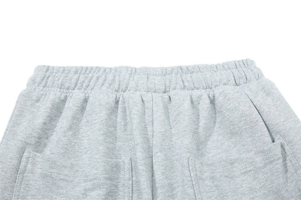 American Retro Men's Pants with Drawstring Embroidery, Solid Color Trendy Brand, Loose Fit, New Versatile Casual Pants for Men