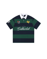 Striped Letter Polo Sports Tee Green, M - Streetwear T-Shirt - Slick Street
