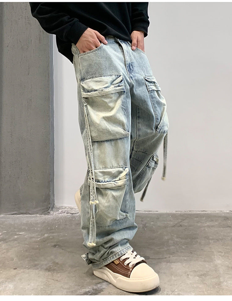 Multi Pocket Sky Blue Cargo Pants , - Streetwear Cargo Pants - Slick Street