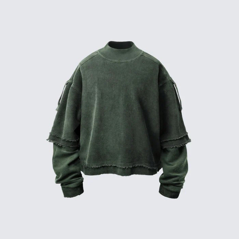 Double Layered 'Abyss' Washed Sweatshirt Green, XS - Streetwear Sweatshirts - Slick Street