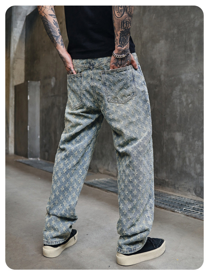 Frostflower Textured Jeans , - Streetwear Jeans - Slick Street