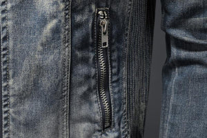 SK1 Denim Biker Jacket , - Streetwear Jackets - Slick Street