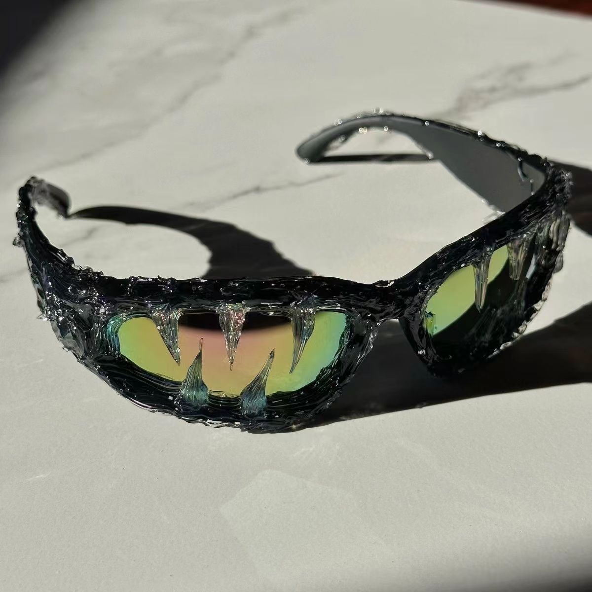 Venom Drip Resin Sunglasses Black Crystal, 14.8*12.2*5CM - Streetwear Accessories - Slick Street