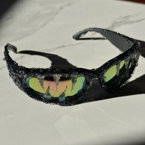Venom Drip Resin Sunglasses Black Crystal, 14.8*12.2*5CM - Streetwear Accessories - Slick Street