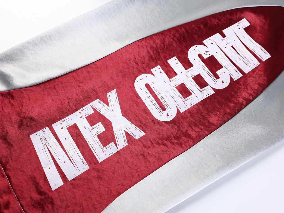 Vlex Offcial American High Street Style Color-Blocking Letter Print Glossy Sweatpants Loose Drape Wide-Leg Pants