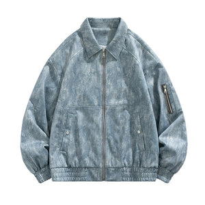 Jacquard Faux Denim Casual Jacket , - Streetwear Jacket - Slick Street