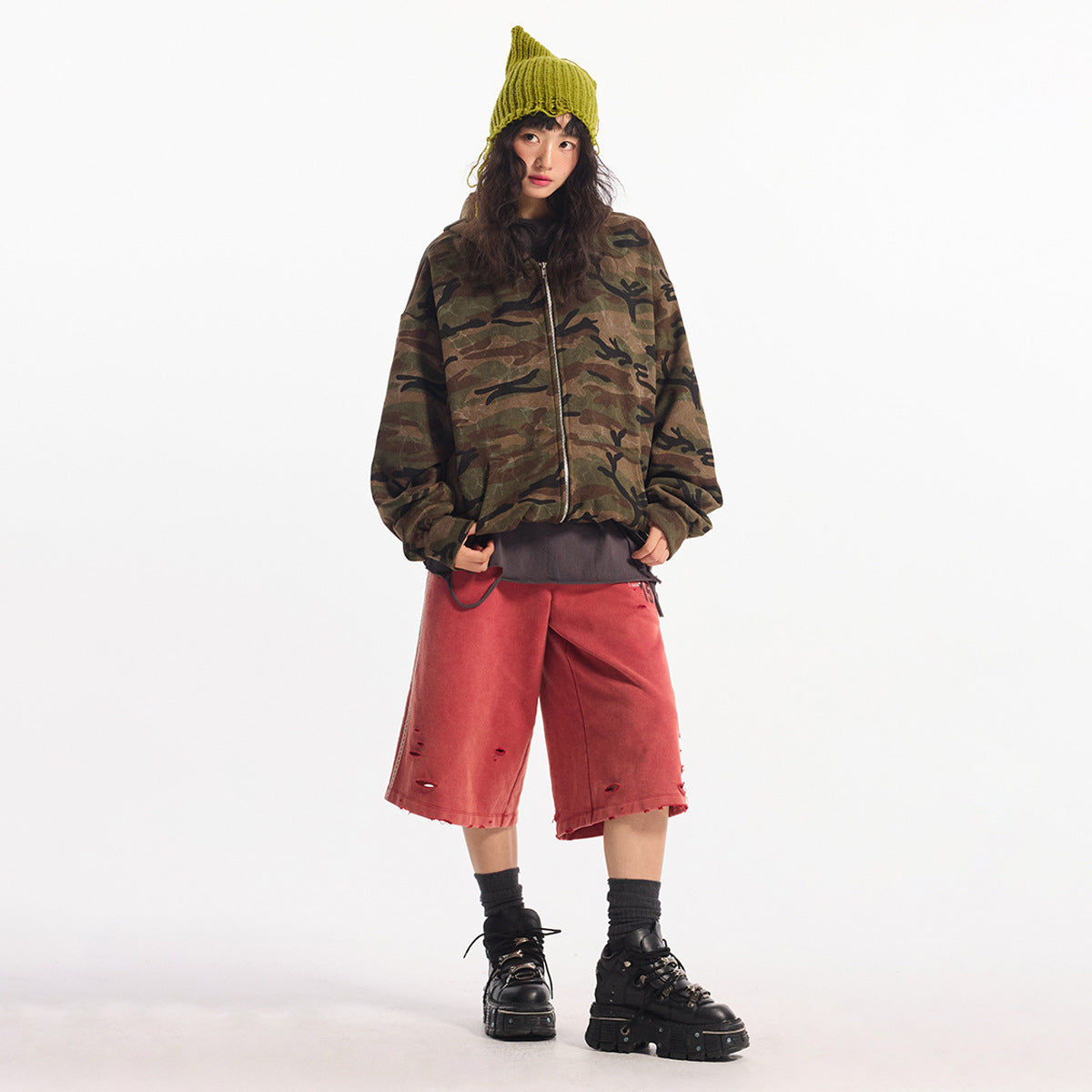 Woodland Camo Zip Hoodie , - Streetwear Hoodie - Slick Street
