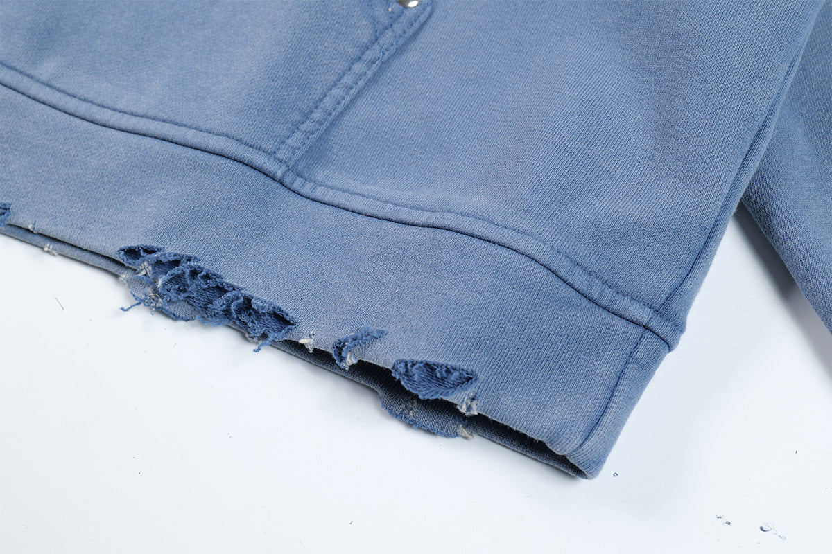 77 Distressed Washed Hoodie
