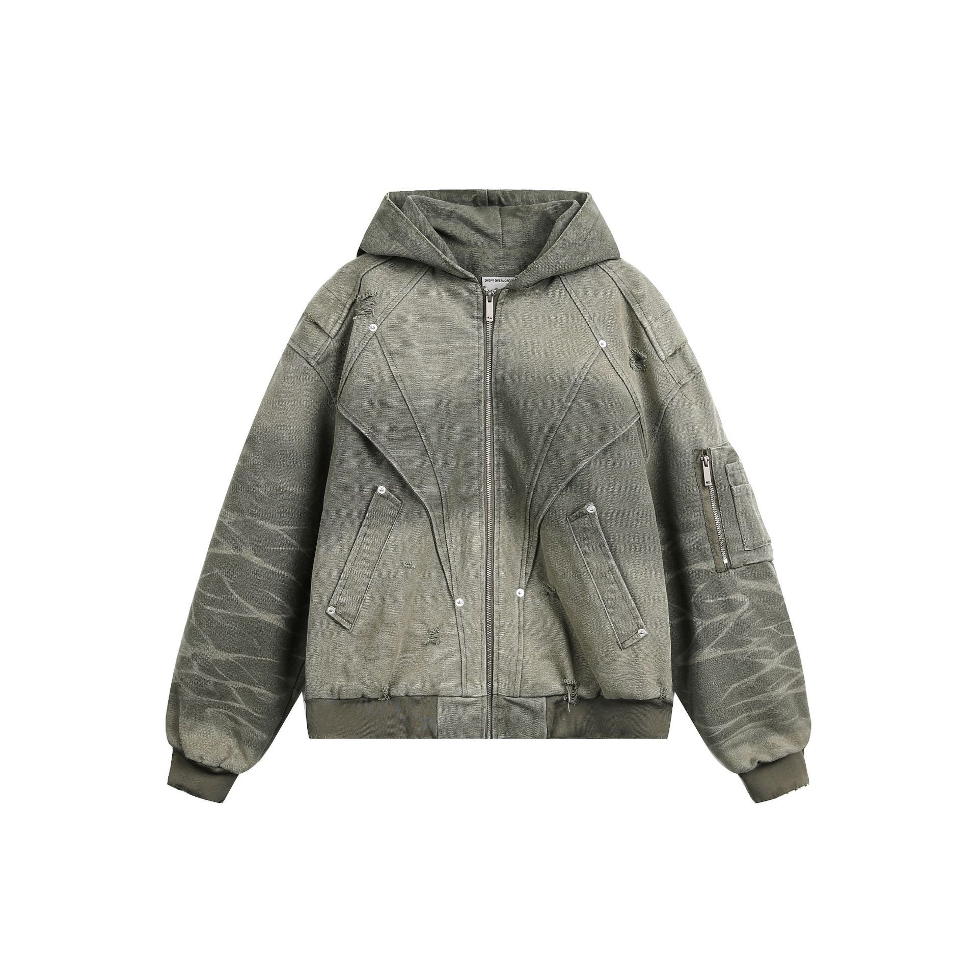 Heavy Washed Distressed Jacket , - Streetwear - Slick Street