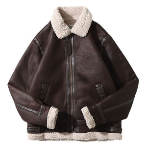 Motorcycle Suede Brown Fur Jacket , - Streetwear Jackets - Slick Street