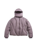 Detachable Hood Zip Puffer Jacket Violet, S - Streetwear Jacket - Slick Street