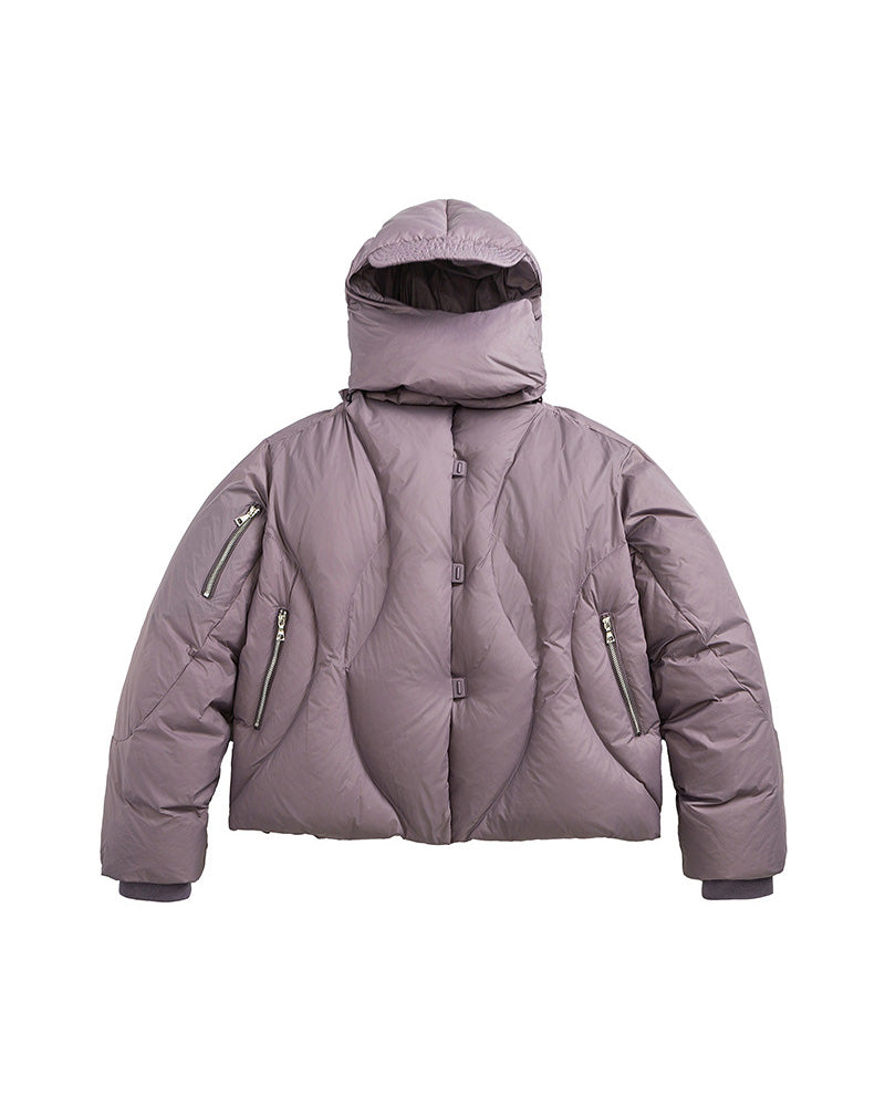 Detachable Hood Zip Puffer Jacket Violet, S - Streetwear Jacket - Slick Street