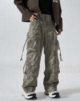 Ashfall Camo Cargo Trousers Faded Grey, XS - Streetwear Cargo Pants - Slick Street