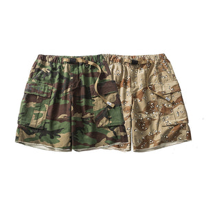 Red Solitude Outdoor Camo Drawstring Cargo Shorts , - Streetwear Shorts - Slick Street