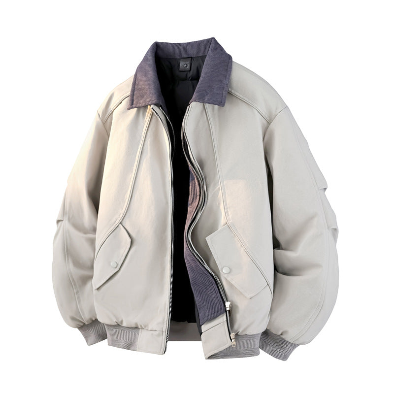 Duck Down Faux TwoPiece Casual Jacket Cement Ash, XS - Streetwear Jacket - Slick Street