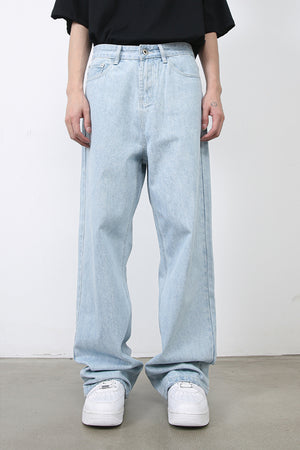 Light Blue Straight Leg Jeans , - Streetwear Jeans - Slick Street