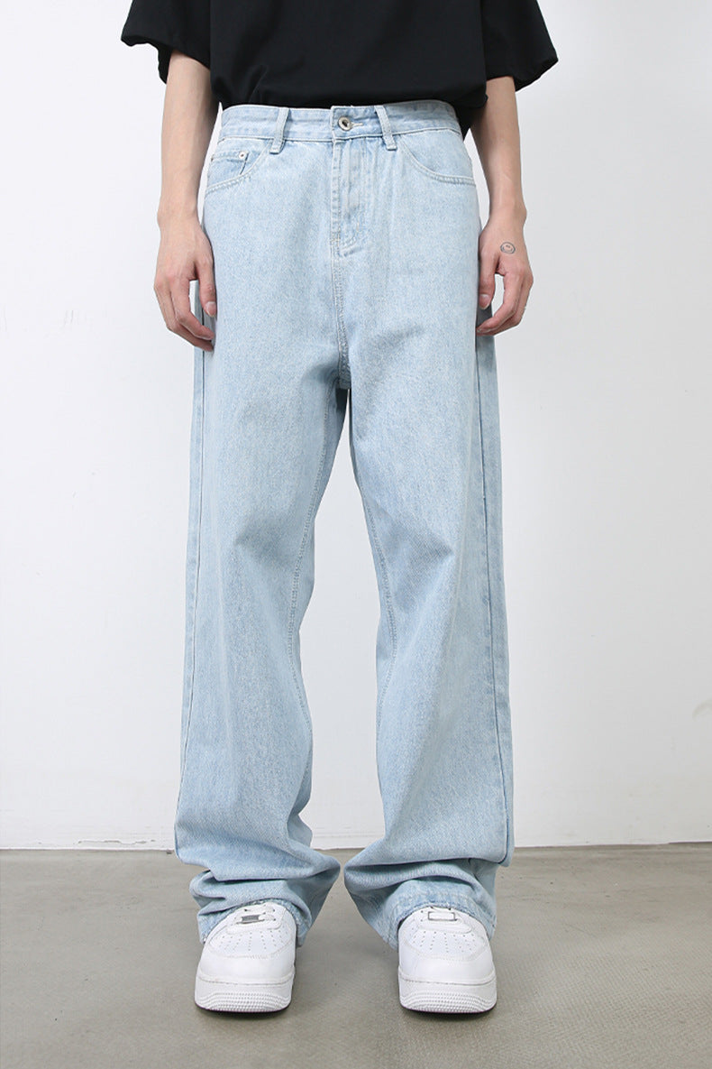 Light Blue Straight Leg Jeans , - Streetwear Jeans - Slick Street