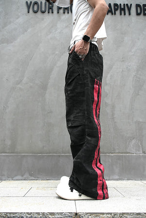 Red Stripe Washed Jeans , - Streetwear Jeans - Slick Street