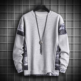 TwoTone Waffle Knit Layered Sweatshirt Light Grey, XS - Streetwear Sweatshirts - Slick Street