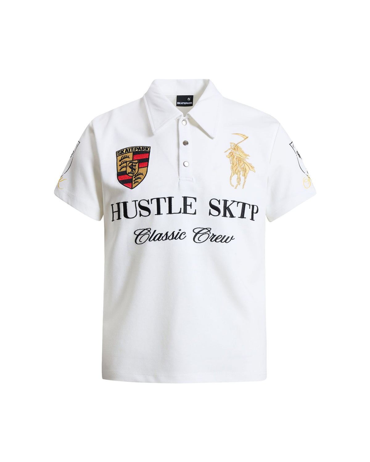 Hustle Jersey Polo White, XS - Streetwear T-Shirt - Slick Street