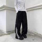 Street SP1 Relaxed Fit Stripe Wide Leg Joggers Black, XS - Streetwear Joggers - Slick Street
