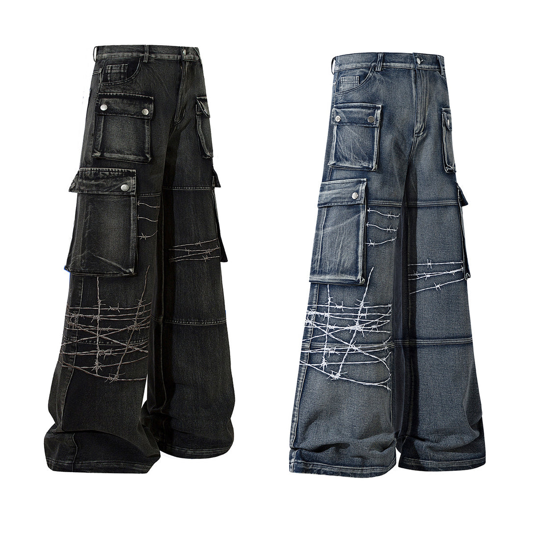 Recked Baggy Wide Leg Denim Jeans , - Streetwear - Slick Street