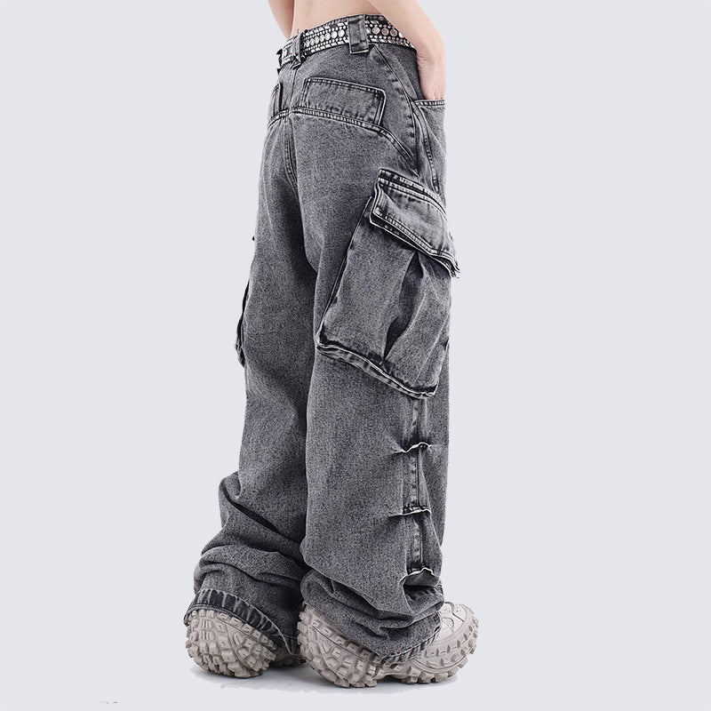 Baggy Washed Cargo Pants , - Streetwear Cargo Pants - Slick Street