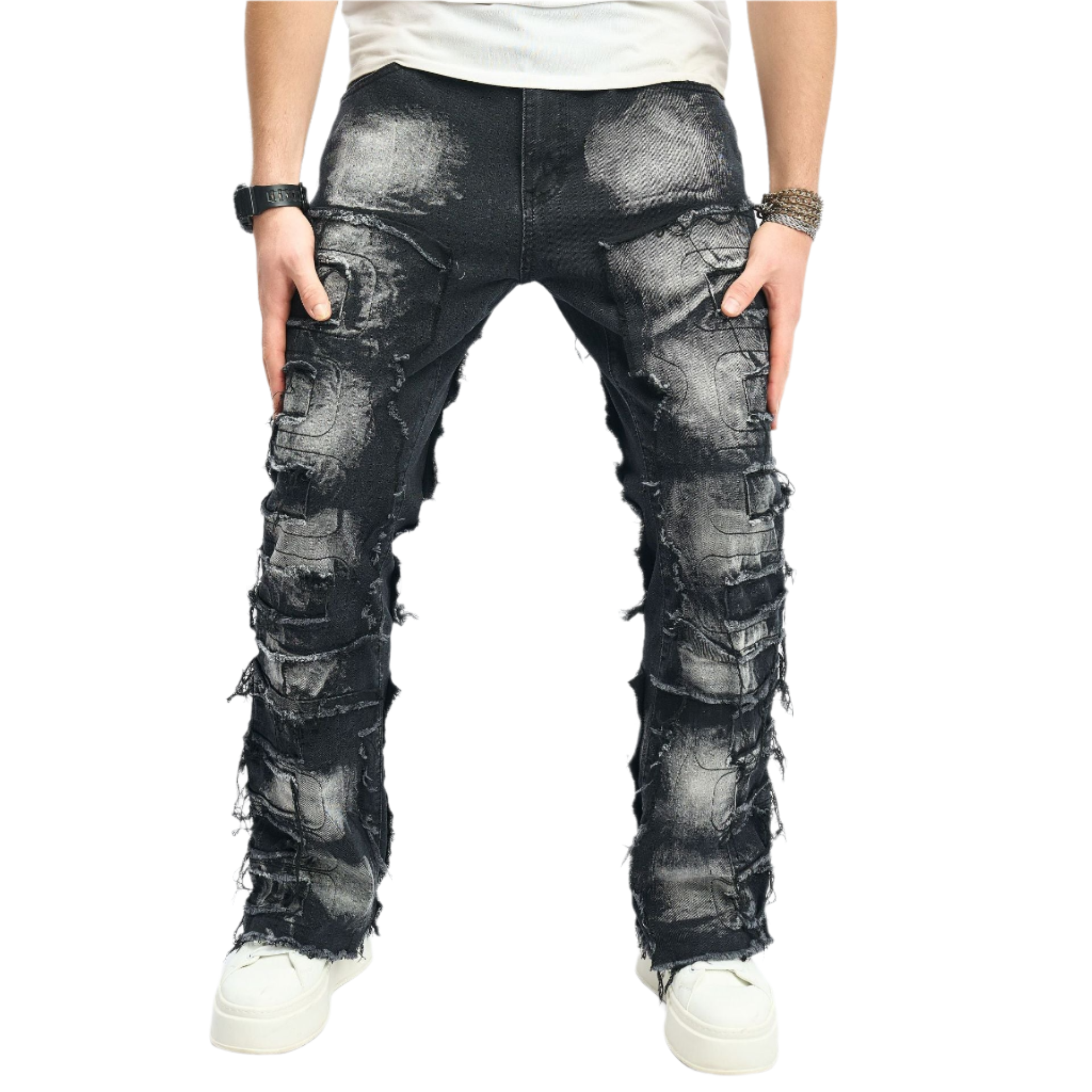 Vintage Washed Black Denim Jeans , - Streetwear Jeans - Slick Street